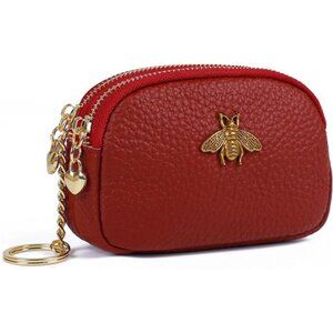 Women Leather Coin Purse Copper, Red